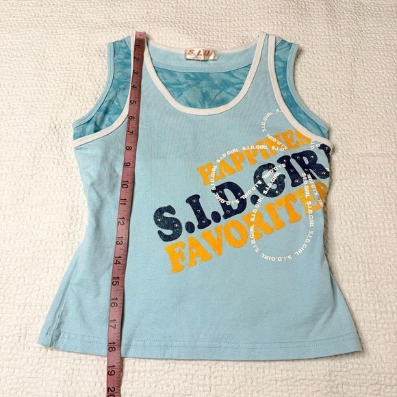 S.I.D blue layered graphic bedazzled tank from japan - Picture 7 of 7